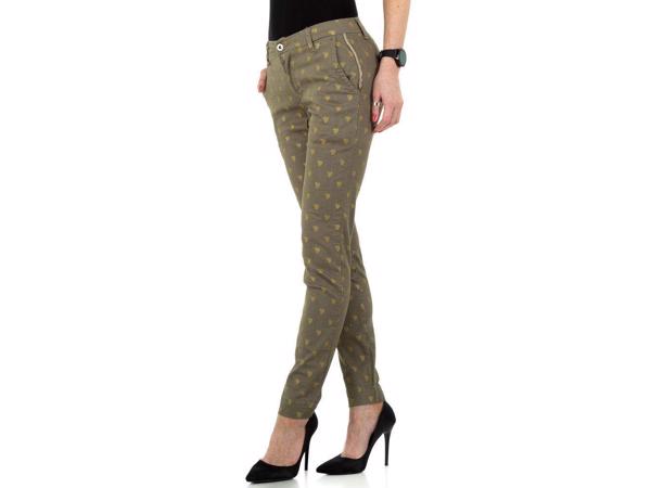 Place du Jour bedrukte broek met gouden cactus opdruk khaki