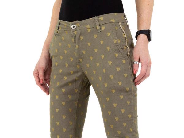 Place du Jour bedrukte broek met gouden cactus opdruk khaki