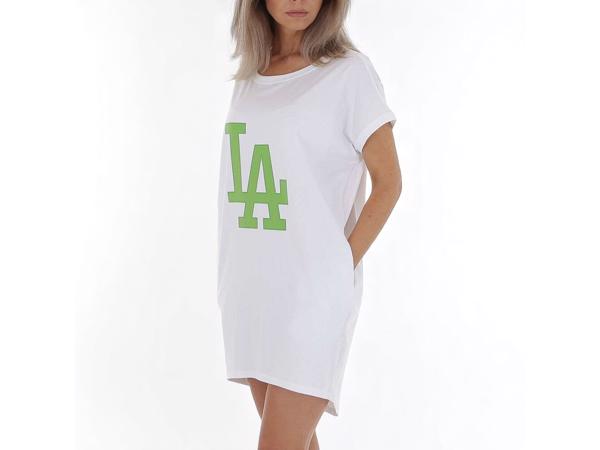 Shirt jurk LA wit groen one size