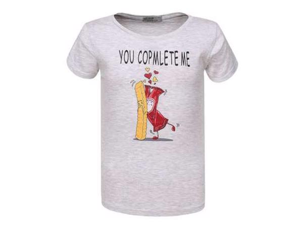 Glo-Story t-shirt you complete me grijs 164