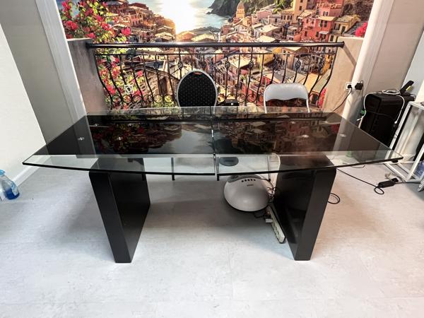 Glazen graniet tafel - uitschuifbaar - 6-8 personen