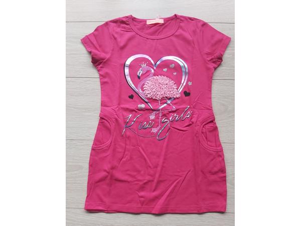 Seagull T-shirt flamingo in hart glitter pink 146/152
