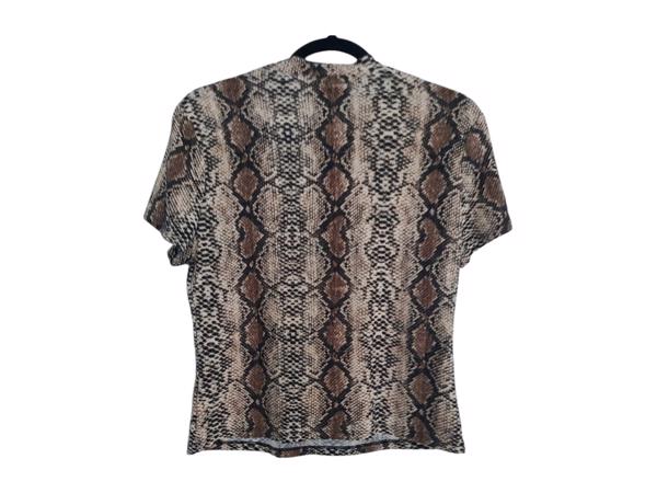 Shirt stretchy slangenprint cr&#xE8;me bruin M