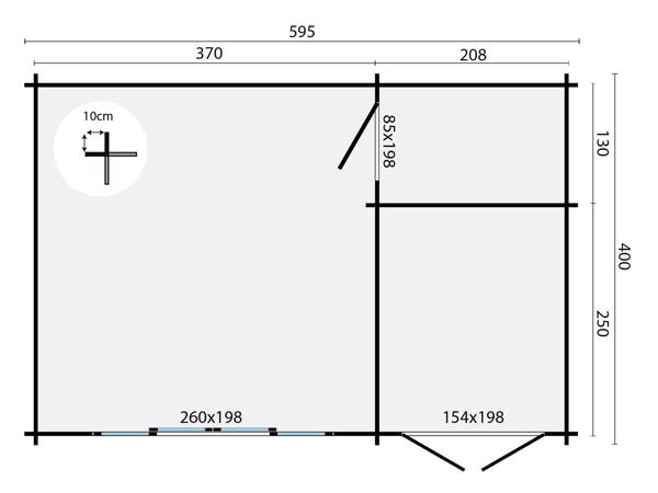 Blokhut - Tuinhuis Meg | 44 mm | onbehandeld