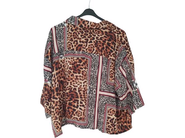 JCL blouse zijde zacht panterprint bruin rood S/M