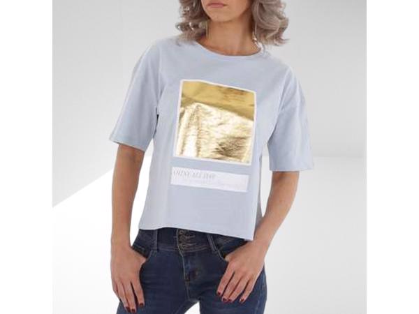 Glo-Story t-shirt Shine all day lichtblauw XL/42