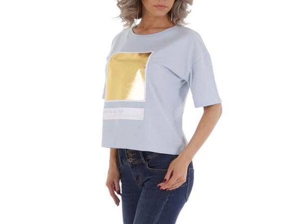 Glo-Story t-shirt Shine all day lichtblauw XL/42