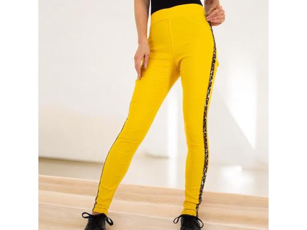 Fashion stevige legging panterprint geel S/M