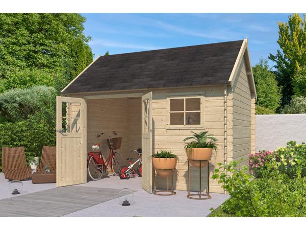 Type constructie: blokhut met winddichte 3D hoekverbinding A