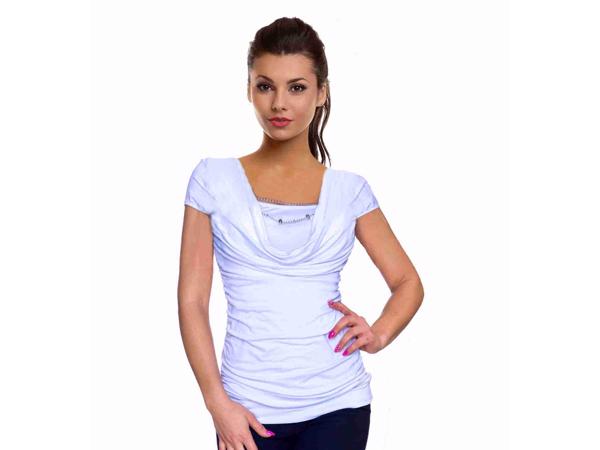 Shirt met sierketting, 1 maat 34,36,38,40, lila/wit (nieuw)