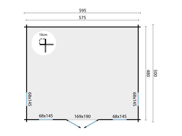 Blokhut - Tuinhuis Calpe | 44 mm | onbehandeld