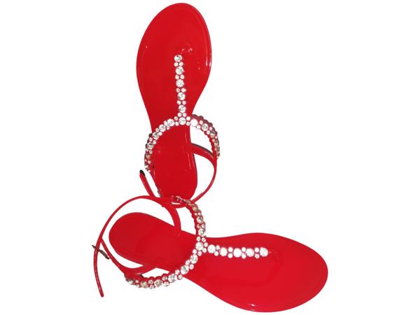 Teenslippers rood met strass steentjes 37