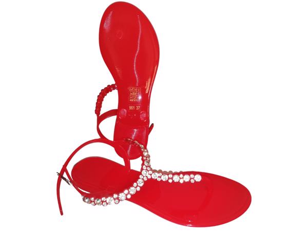 Teenslippers rood met strass steentjes 37