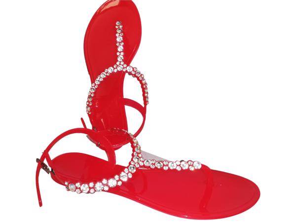 Teenslippers rood met strass steentjes 37