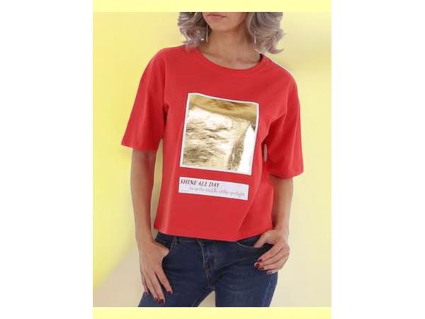 Glo-Story t-shirt Shine all day rood goud S/36