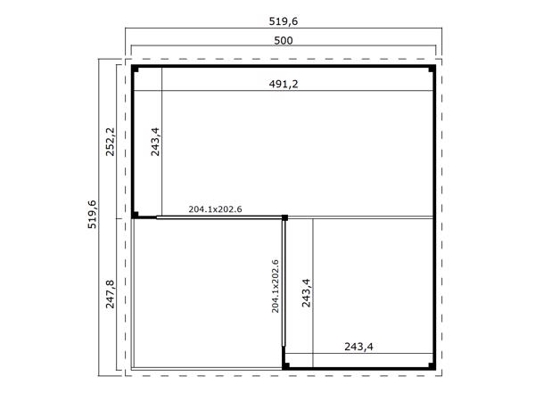 Tuinhuis-Blokhut Domeo 6 Loggia: 500 x 500 cm ---PROMO---