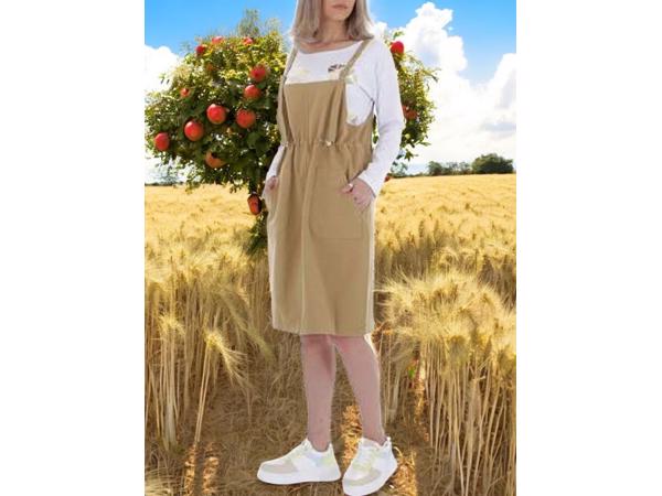 JCL stoere cashual jurk beige one size 36-42