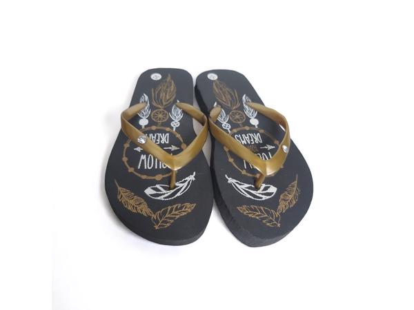 Teenslipper zwart goud met strass steentjes 32