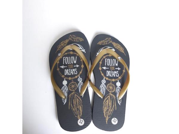 Teenslipper zwart goud met strass steentjes 32