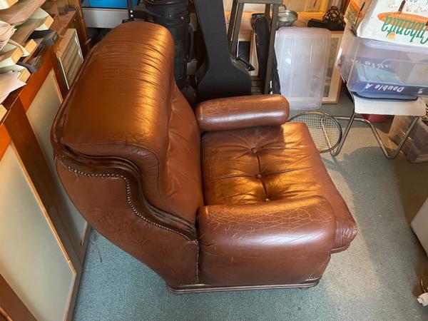 Bruin leren fauteuil / stoel