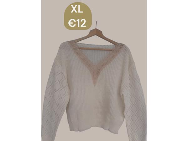 V hals trui creme beige XL