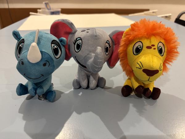 Lidl safari mini’s 3 knuffels neushoorn leeuw  olifant