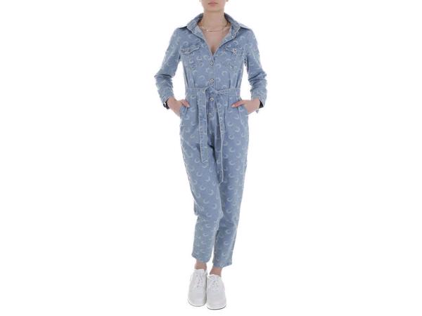 White Icy spijker jumpsuit maantjes blauw M