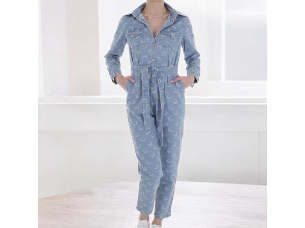 White Icy spijker jumpsuit maantjes blauw M