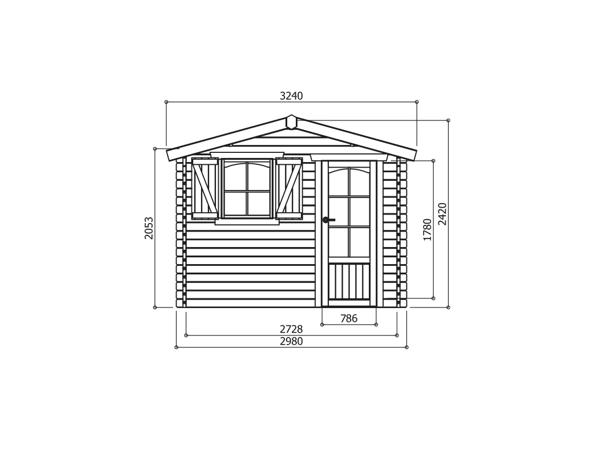 Tuinhuis-Blokhut Servoz: 2980 x 2980 -796 mm ---BLOKHUT 40MM