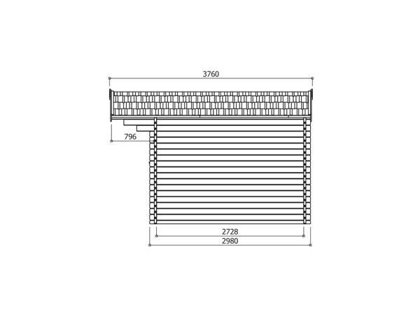 Tuinhuis-Blokhut Servoz: 2980 x 2980 -796 mm ---BLOKHUT 40MM