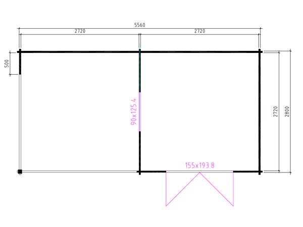 Tuinhuis-Blokhut 3031 Z: 576 x 300 x 263 cm (h)