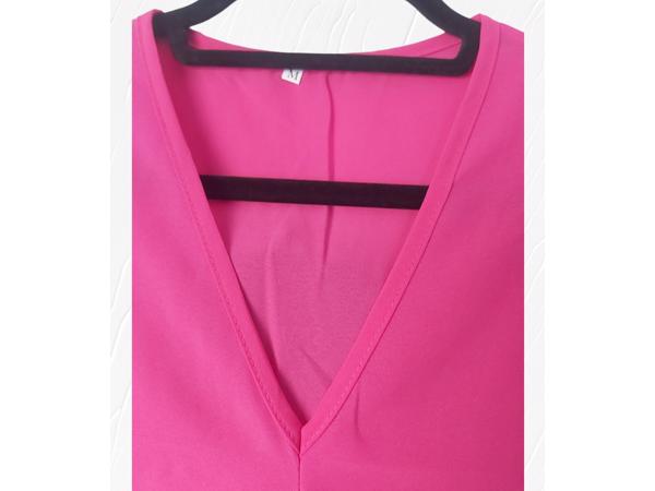 Luchtig mouwloos effen shirt donker roze M