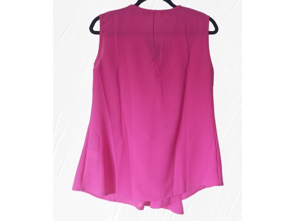 Luchtig mouwloos effen shirt donker roze M