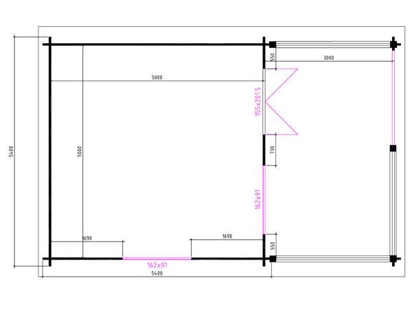 NIEUW Chalet blokhut 5x5+3