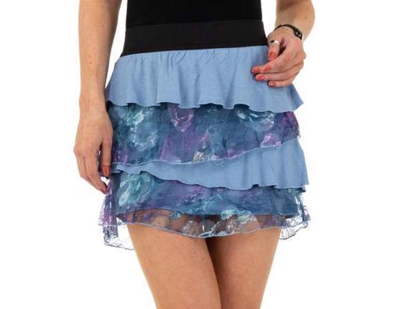 Metrofive mini rok met laagjes van kant blauw L/XL