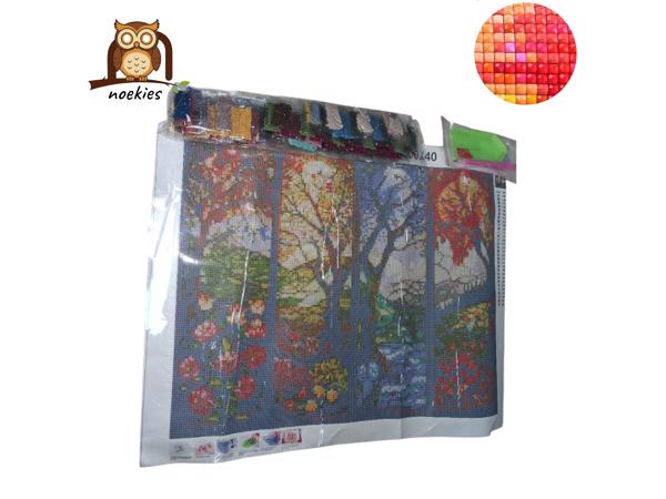 nr 22 Diamond Painting 4 seizoenen bomen 50x40cm (vierkant)