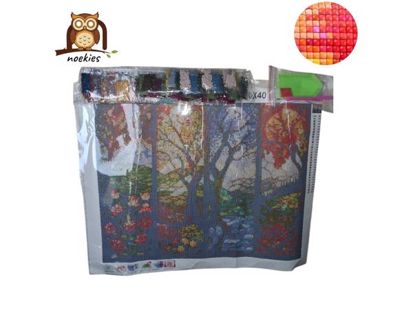 nr 22 Diamond Painting 4 seizoenen bomen 50x40cm (vierkant)