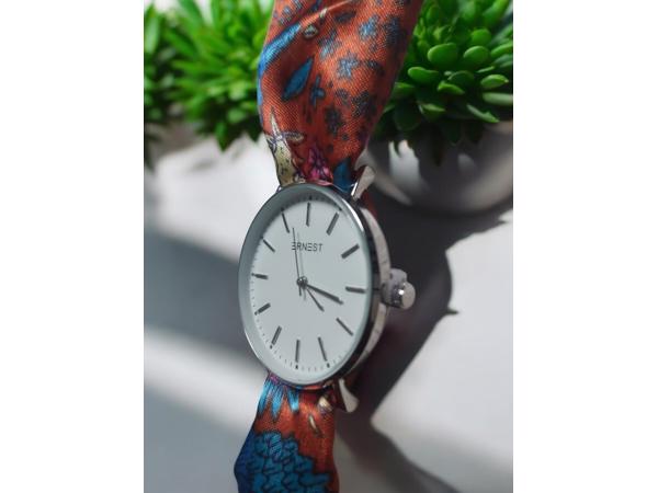 Ernest strik armband Horloge – Kobalt Blauw - oranje