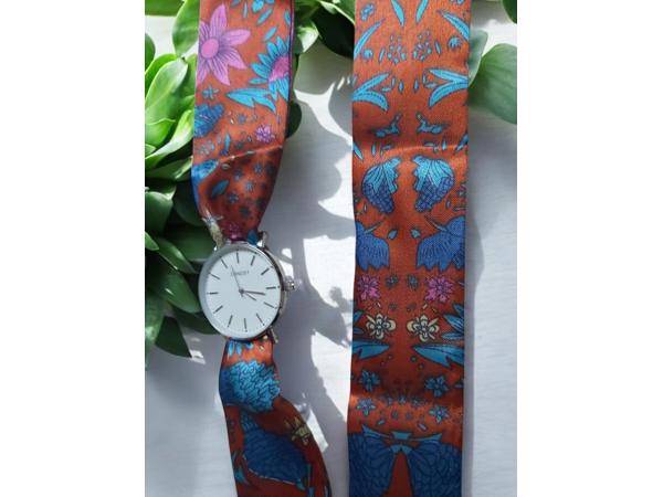 Ernest strik armband Horloge – Kobalt Blauw - oranje