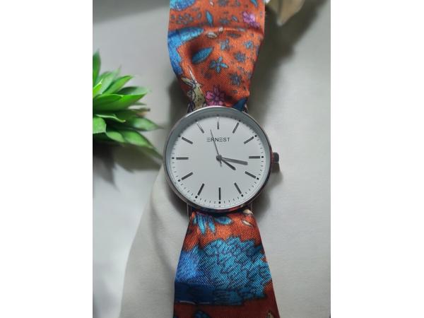 Ernest strik armband Horloge – Kobalt Blauw - oranje