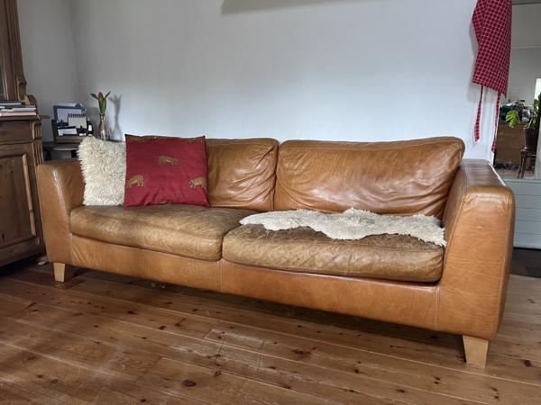 Vintage cognac kleurige bank