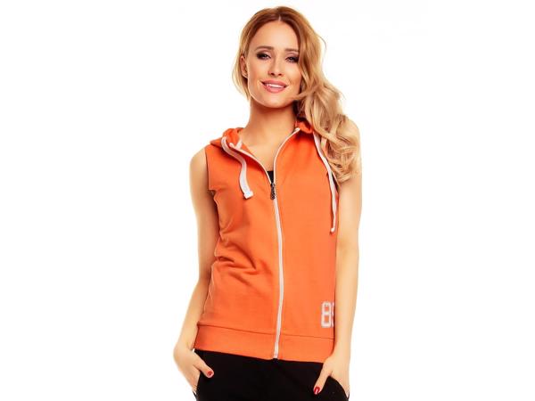 Mouwloos sweatvest licht oranje, maat S, M of XL (nieuw)