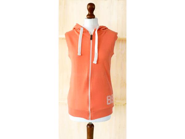 Mouwloos sweatvest licht oranje, maat S, M of XL (nieuw)