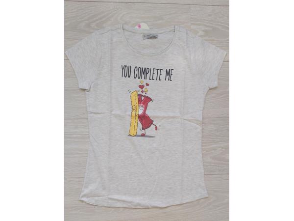 Glo-Story t-shirt you complete me grijs 152