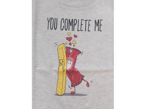 Glo-Story t-shirt you complete me grijs 152