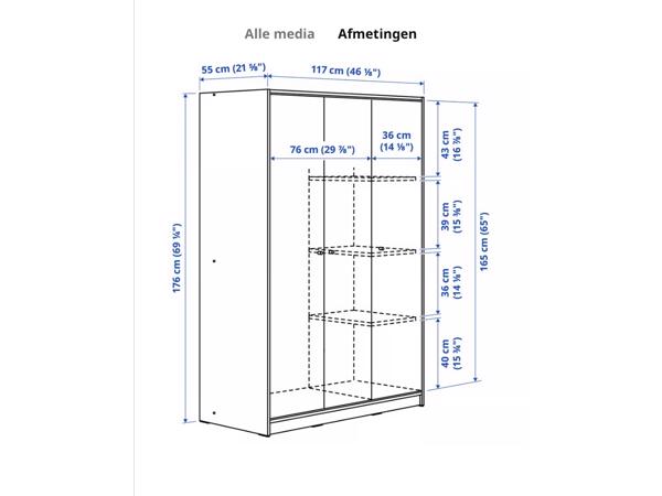 Kleppstad Kledingkast met spiegel