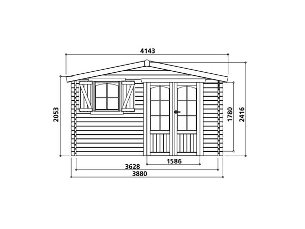 Tuinhuis-Blokhut Morzine: 3880 x 3280-796mm --- 40MM DIK