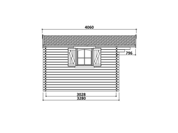 Tuinhuis-Blokhut Morzine: 3880 x 3280-796mm --- 40MM DIK