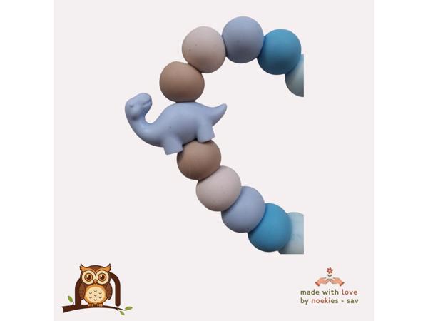 nr 20 noekies Speenkoord dino lichtblauw beige