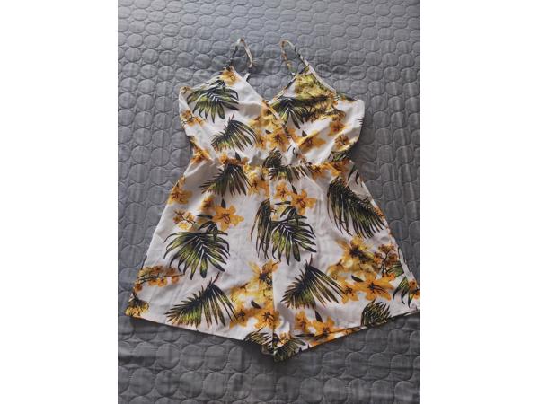 playsuit bloemen print geel groen XL